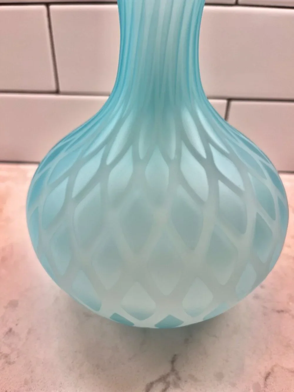 Antique Victorian Era Blue Satin Glass Vase